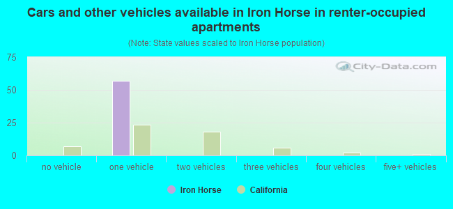 Cars and other vehicles available in Iron Horse in renter-occupied apartments