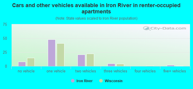 Cars and other vehicles available in Iron River in renter-occupied apartments