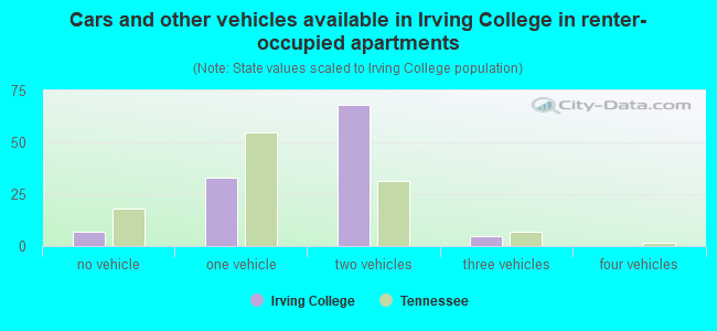 Cars and other vehicles available in Irving College in renter-occupied apartments