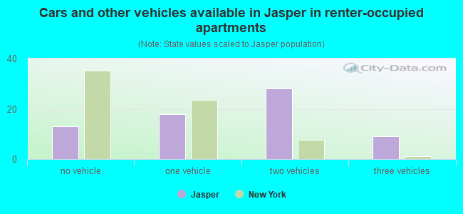 Cars and other vehicles available in Jasper in renter-occupied apartments