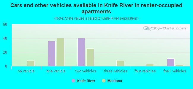 Cars and other vehicles available in Knife River in renter-occupied apartments