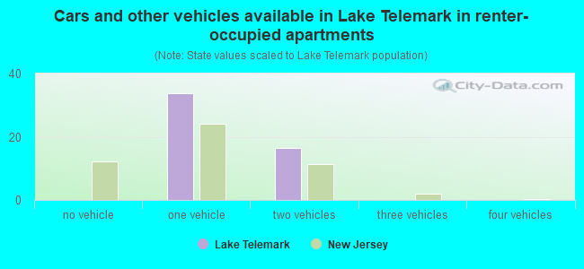 Cars and other vehicles available in Lake Telemark in renter-occupied apartments