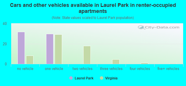 Cars and other vehicles available in Laurel Park in renter-occupied apartments