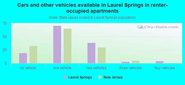Cars and other vehicles available in Laurel Springs in renter-occupied apartments