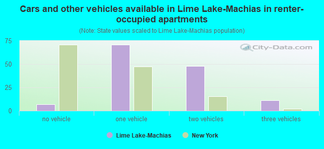 Cars and other vehicles available in Lime Lake-Machias in renter-occupied apartments