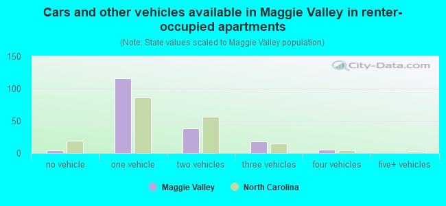 Cars and other vehicles available in Maggie Valley in renter-occupied apartments