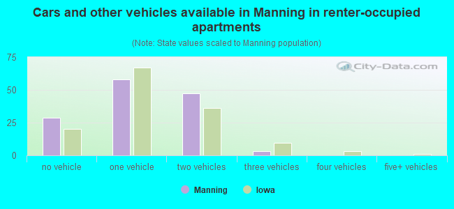 Cars and other vehicles available in Manning in renter-occupied apartments