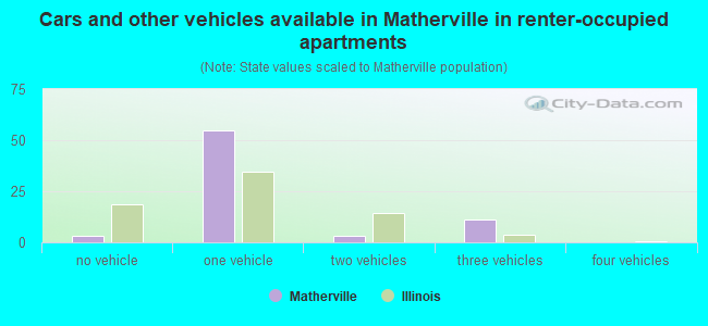 Cars and other vehicles available in Matherville in renter-occupied apartments