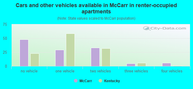 Cars and other vehicles available in McCarr in renter-occupied apartments