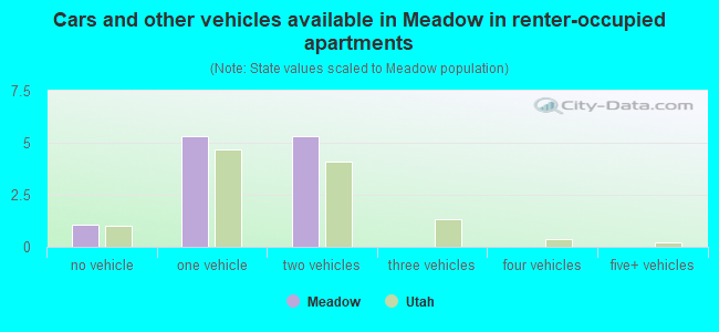 Cars and other vehicles available in Meadow in renter-occupied apartments