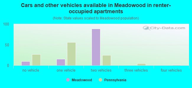 Cars and other vehicles available in Meadowood in renter-occupied apartments