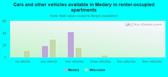 Cars and other vehicles available in Medary in renter-occupied apartments