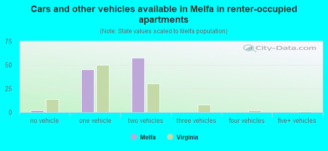 Cars and other vehicles available in Melfa in renter-occupied apartments