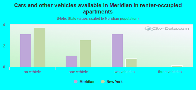Cars and other vehicles available in Meridian in renter-occupied apartments