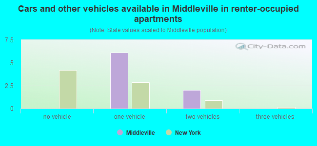 Cars and other vehicles available in Middleville in renter-occupied apartments