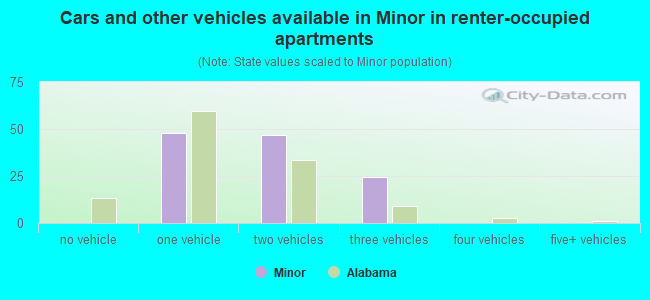 Cars and other vehicles available in Minor in renter-occupied apartments