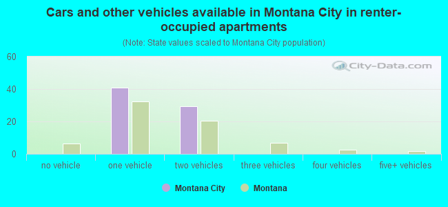 Cars and other vehicles available in Montana City in renter-occupied apartments