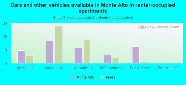 Cars and other vehicles available in Monte Alto in renter-occupied apartments