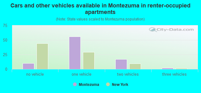 Cars and other vehicles available in Montezuma in renter-occupied apartments