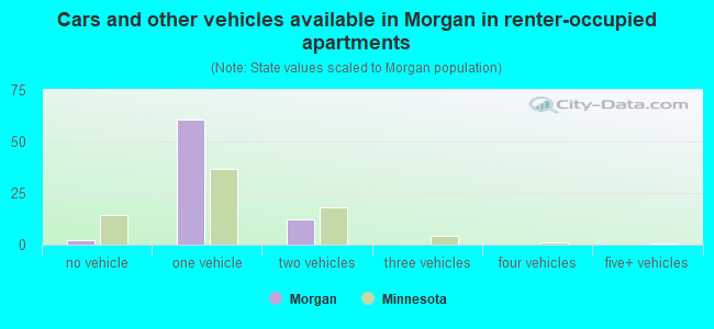 Cars and other vehicles available in Morgan in renter-occupied apartments