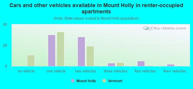 Cars and other vehicles available in Mount Holly in renter-occupied apartments