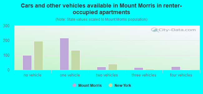 Cars and other vehicles available in Mount Morris in renter-occupied apartments