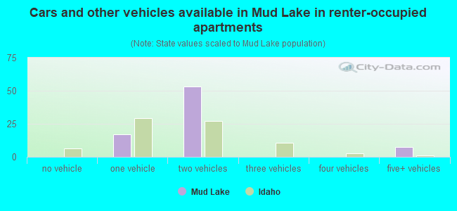 Cars and other vehicles available in Mud Lake in renter-occupied apartments