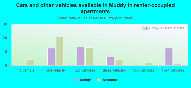 Cars and other vehicles available in Muddy in renter-occupied apartments