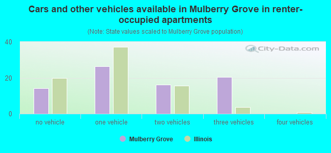 Cars and other vehicles available in Mulberry Grove in renter-occupied apartments