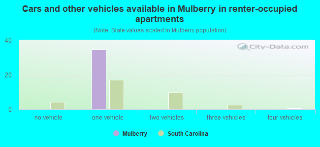 Cars and other vehicles available in Mulberry in renter-occupied apartments