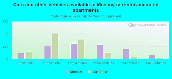 Cars and other vehicles available in Muscoy in renter-occupied apartments