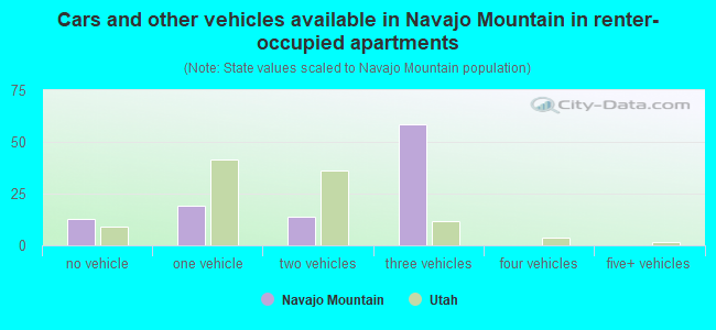 Cars and other vehicles available in Navajo Mountain in renter-occupied apartments