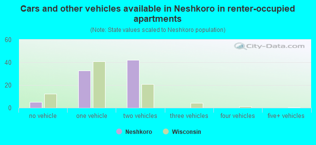 Cars and other vehicles available in Neshkoro in renter-occupied apartments