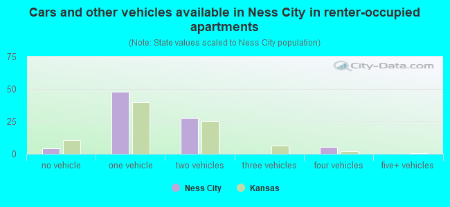 Cars and other vehicles available in Ness City in renter-occupied apartments