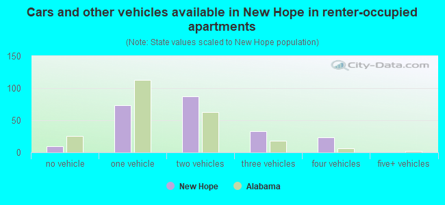 Cars and other vehicles available in New Hope in renter-occupied apartments