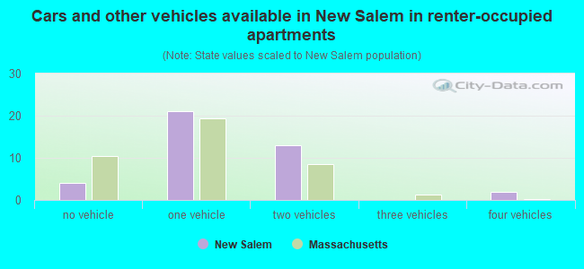 Cars and other vehicles available in New Salem in renter-occupied apartments