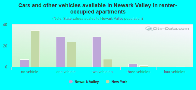 Cars and other vehicles available in Newark Valley in renter-occupied apartments