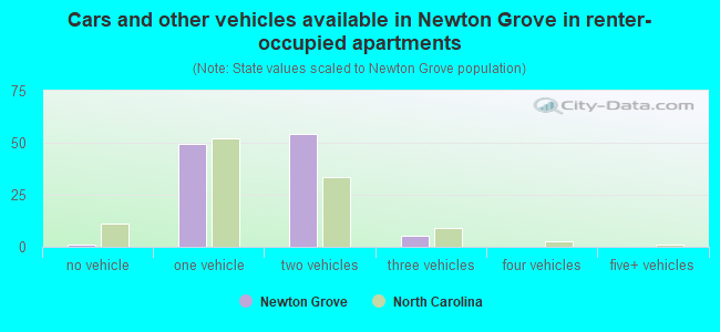 Cars and other vehicles available in Newton Grove in renter-occupied apartments