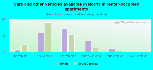 Cars and other vehicles available in Norris in renter-occupied apartments