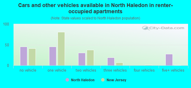 Cars and other vehicles available in North Haledon in renter-occupied apartments