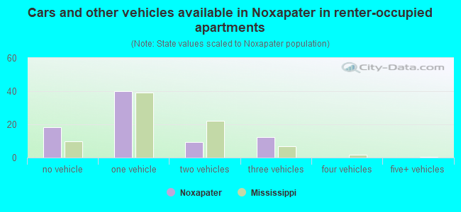 Cars and other vehicles available in Noxapater in renter-occupied apartments