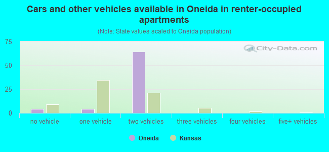 Cars and other vehicles available in Oneida in renter-occupied apartments