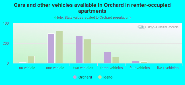 Cars and other vehicles available in Orchard in renter-occupied apartments
