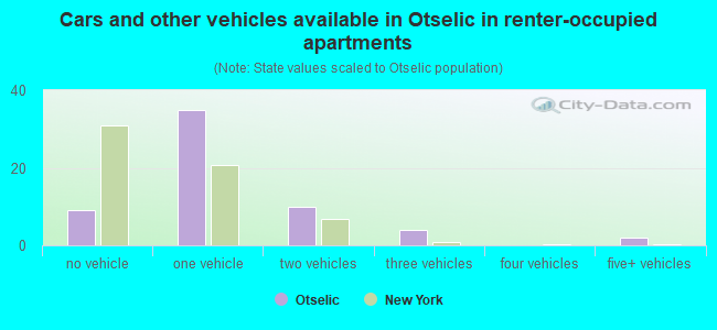 Cars and other vehicles available in Otselic in renter-occupied apartments