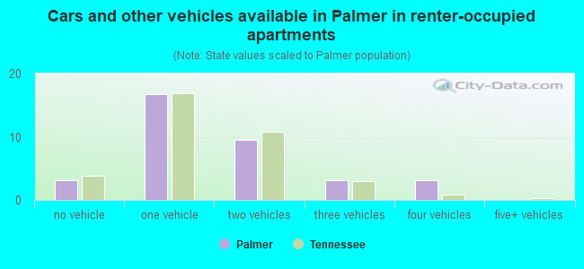Cars and other vehicles available in Palmer in renter-occupied apartments