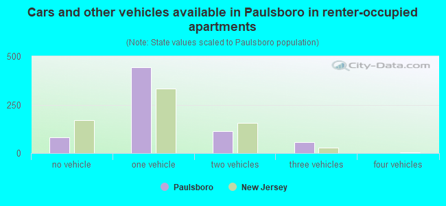 Cars and other vehicles available in Paulsboro in renter-occupied apartments