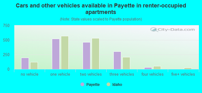Cars and other vehicles available in Payette in renter-occupied apartments