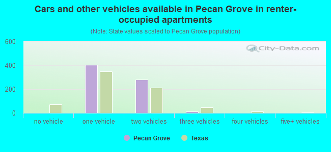 Cars and other vehicles available in Pecan Grove in renter-occupied apartments