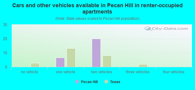 Cars and other vehicles available in Pecan Hill in renter-occupied apartments