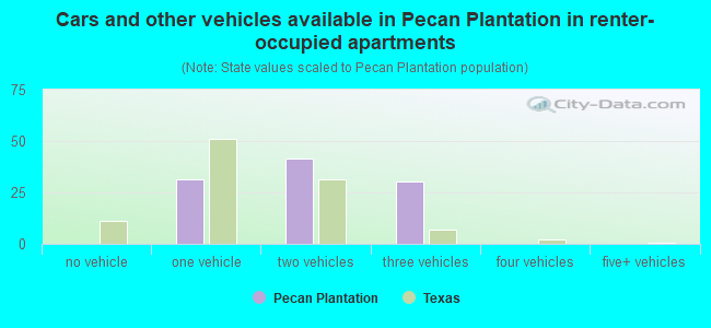 Cars and other vehicles available in Pecan Plantation in renter-occupied apartments